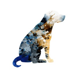 Watercolor Dog Vinyl Stickers for Kids Teens Beagle Dog Silhouette Car Stickers Outdoor Vinyl Sticker Decals for Windows, Bumpers, Laptops or Crafts 5"