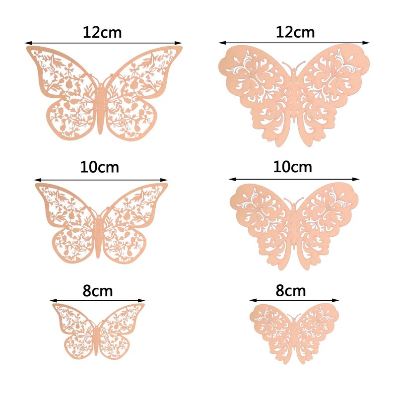 SING F LTD 48Pcs Rose Gold Silver Tone Butterfly Wall
