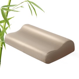 Cooling Pillowcase for Contour Pillow- Rayon Derived from Bamboo Contour Cervical Neck Pillow Case Cover- Breathable Silky Soft Pillowcase for Hot Sleepers,24 x14 x5/3.7 Inches 1 Piece Taupe