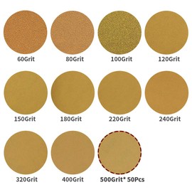 SPEEDWOX 50 Pcs 6 Inches Sanding Discs 500 Grit Dustless Hook and Loop Sandpaper for Random Orbital Sander Yellow Finishing Discs for Automotive Woodworking