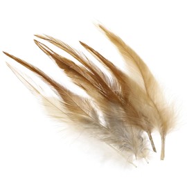 PATIKIL 12-15cm Rooster Wings 200pcs Bulk Natural Feather Crafts Carnival Handmade Clothes Wedding Party Style 2 Light Brown