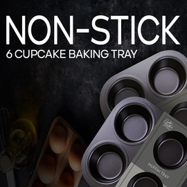 ZYBUX - 2 x Non-Stick 6 Cupcake Baking Tray Muffin Yorkshire Pudding Baking Tray