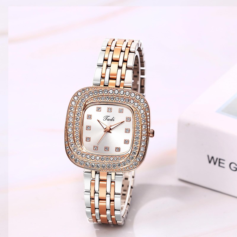 腕時計 レディース 可愛い キラキラ スクエア時計: アナログ 防水 アンティーク オシャレ 合金ベルト