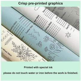 Myfelicity 4 Embroidery Kits for Beginners, 30 Stitches,There are Patterns of Flowers, Pandas, and Cat， Printed Fabric, Threads, Needles, Hoop, Video Tutorials