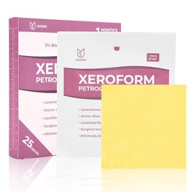 JUSORE Apósito de petrolato Xeroform de 10 x 10 cm - FSA-HSA, gasas antiadherentes, parche médico de gasa fina y suave para el cuidado de heridas, que