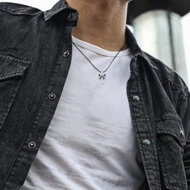 Viking Wolf Pendant Wolf Necklace for Men Women Celtic Wolf Head Pendant Necklace Sterling Silver Wolf Jewellery Gifts, Sterling Silver, No Gemstone