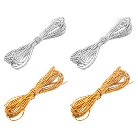 4PCS 5m Elastic Cords Dreadlock Braids Hair Accessories, Gold&Silver Wrap String Deco Shimmer Braiding Strings for Styling, Stretchable African Braid 
