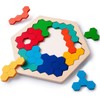 Wooden Hexagon Puzzle Tangram Toy Puzzle Montessori Learning Toy for