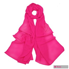 Stole Women's Chiffon Summer Scarf Women's Festive Stole for Evening Dress or Wedding Dress, pink-red