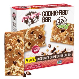 Lenny & Larry's Cookie-fied Bar – Chocolate Chip Cookie Dough Vegan Protein Bars 9x45g – Healthy Snacks with 12g Plant Protein & 5g Fiber – Gluten free Power Bar, Keto Friendly, Non-GMO & Vegan