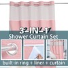 Pink Hotel Grade Fabric Shower Curtain Set with Snap in