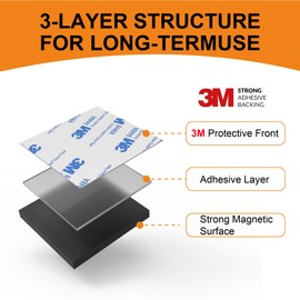 Adhesive Magnetic Squares, 20x20x1.5mm Flexible Sticky Magnetic Tape，Magnefic Magnetic Squares, Magnet on one Side, Self Adhesive on The Other Side. Perfect for Fridge Organisation 01