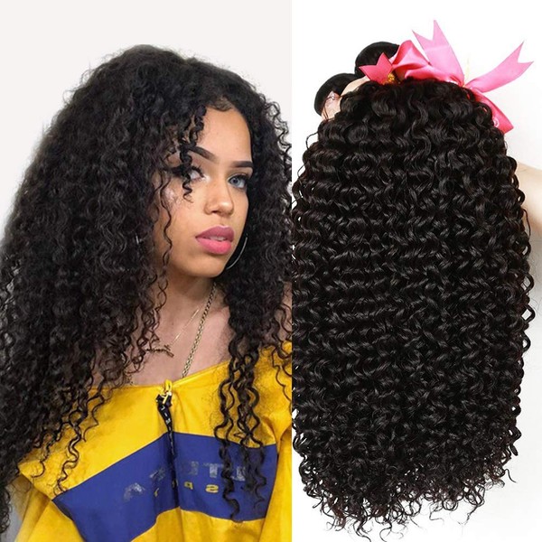 CLAROLAIR Human Hair Curly 3 Bundles Brazilian Hair Brazilian Curly Hair Bundles Brazilian Human Hair Brazilian Kinky Curly Hair Bundles (22 24 26 Inches)