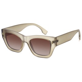Fozono Large Cateye Polarized Sunglasses for Women Men Retro Trendy Square Sunnies FZN819 Sand Gray/Tea