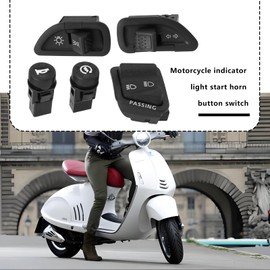 OTOTEC 5-Piece Motorcycle Control Switch Button Set Headlight Switch Indicator Switch Start Dimmer Strip Overtaking Switch Compatible with Aprilia
