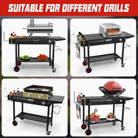 Portable Grill Tables for Outside,Movable Folding Grill Cart with Wheels,Blackstone Table/Blackstone griddle stand with Large Space,Universal blackstone table Fit 17" Or 22" Griddle