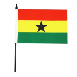 Ghana Table Flag 5'' x 8'' - Ghanaian Desk Flag 21 x 14 cm - Black plastic stick and base - AZ FLAG