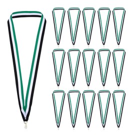 PATIKIL Award Neck Ribbons, 25 Pack Polyester Medal Lanyards with Snap Clip Blank Award Ribbon for Competitions Achievement Sports Party, Black/Green