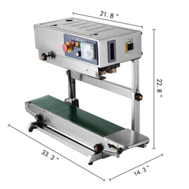 Happybuy Continuous Band Sealer FR-770, Vertical Automatic Continuous Sealing Machine with Digital Temperature Control, Vertical Band Sealer for Bag Film