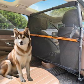 HCGADON Dog Barrier for SUV - 50" Wide Escape-Proof Dog car Divider Back seat Barrier, Durable Nylon/PVC Mesh Net | Foldable Car Dog Barrier for Trucks, Mid-Sized Vehicles & SUVs