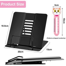 Foldable Metal Book Stand for Children, Reading Stand for Books, Adjustable Reading Stand, Cookbook Holder, Non-Slip Children's Book Stand, Metal Reading Stand, with 5 Bookmarks for Children