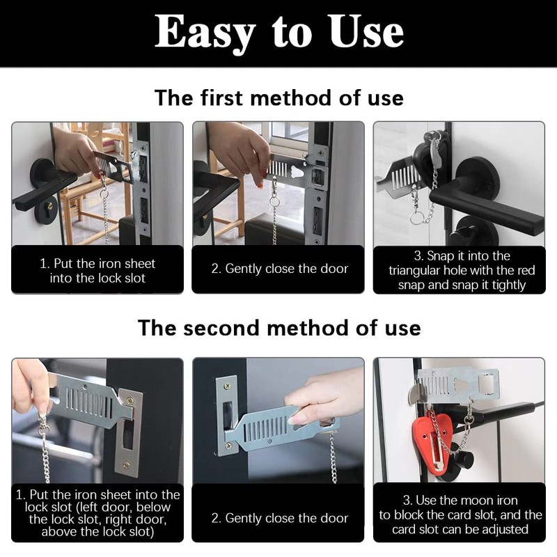 QUCUMER Pack of 2 Portable Door Lock Temporary Security Lock