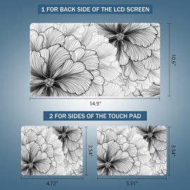 Mibbxea 15-15.6 Inch Laptop Skin Stickers, Reusable Vinyl Stickers for 13 13.3 14 15.4 Inch Laptops & Netbooks, Decorative, Scratch-Resistant, Dustproof, Waterproof (035 Sketch Flower)