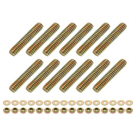 uxcell 12Pcs Fully Threaded Rod, 1/4" UNC x 1-1/4" Length Zinc-Plated Carbon Steel Fully Threaded Studs with Nuts and Washers for Clamps, Hangers and U-Bolts, Color Zinc