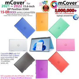 mCover Black Hard Case Cover Compatible with HP Pavilion x360 15-ERxxxxxx Series (2021-2022) 15.6 inch Only