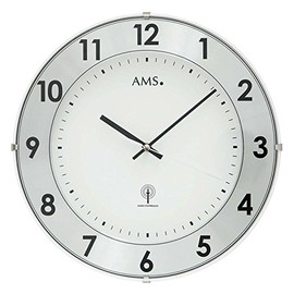 AMS Radio-Controlled Wall Clock, Wood, Multi-Colour, 35 x 35 x 12 cm