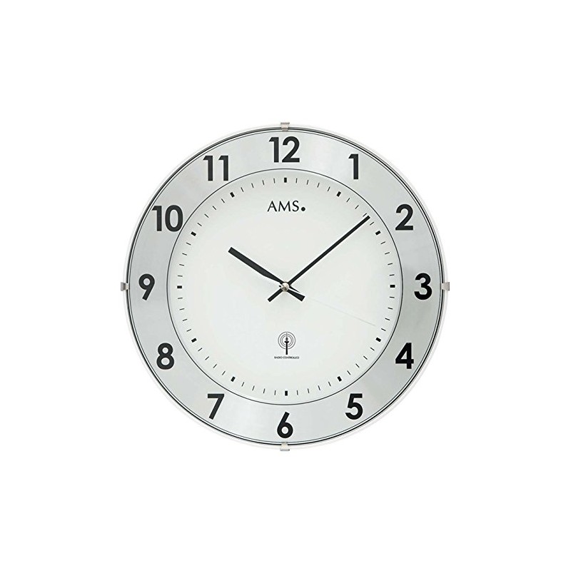 AMS Radio-Controlled Wall Clock, Wood, Multi-Colour, 35 x 35 x