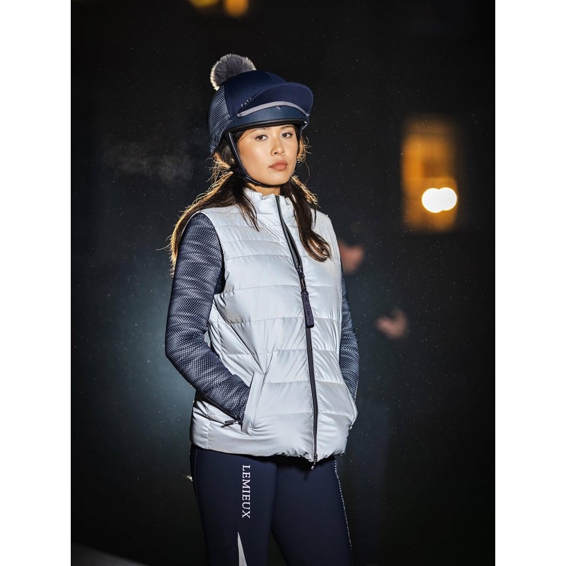 LeMieux Eleanor Reflective Pom Hat Silk - Navy Blue