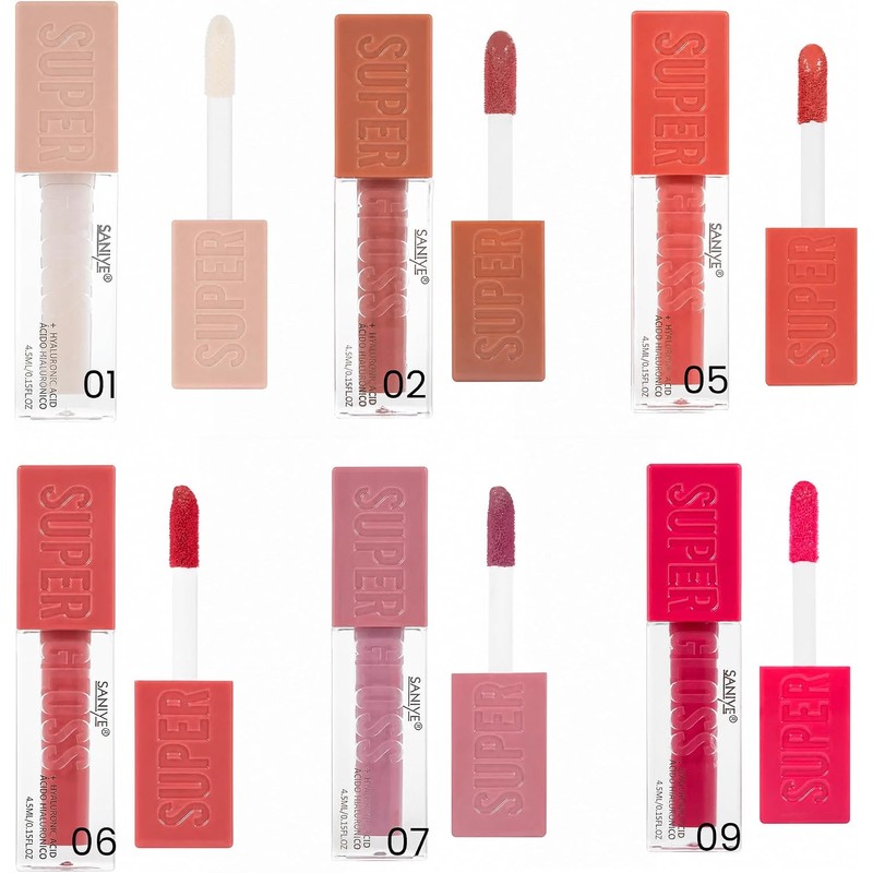 SANIYE LIP GLOSS Labial Líquido espejo brillo y brillante, hidratante