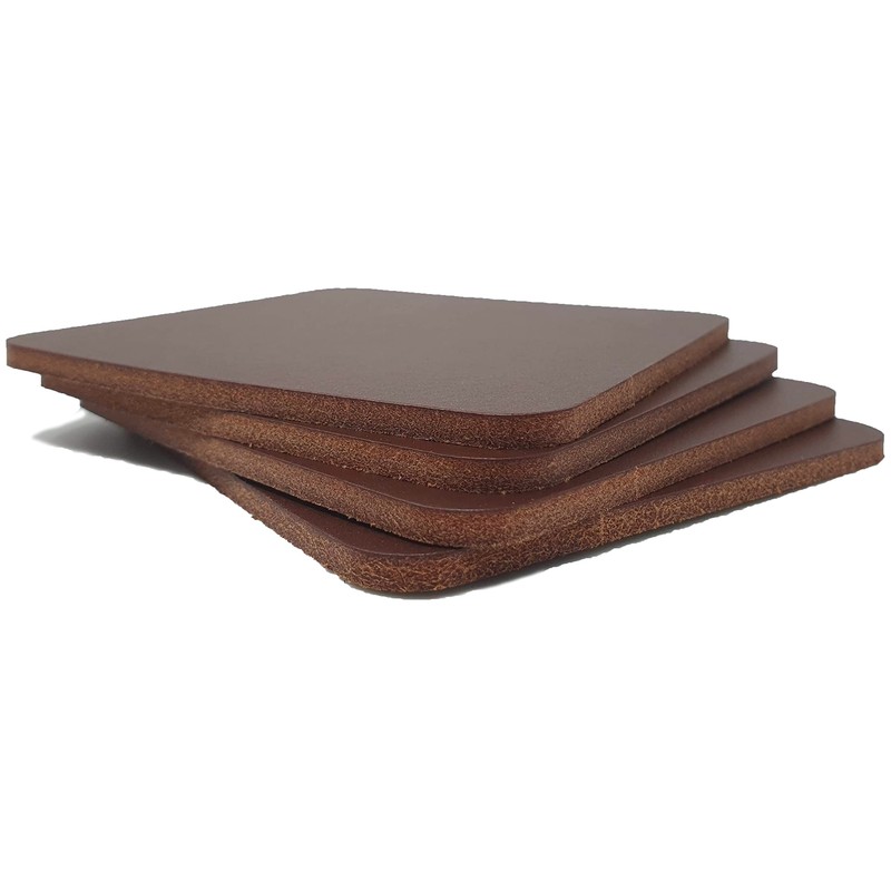 Ashford Ridge Full Grain Leather 10cm Square Coasters - Brown