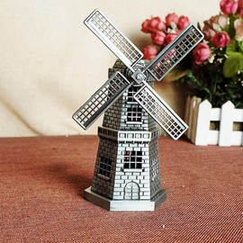 Metal Ornament Figurine, 13 CM Height Dutch Windmill Statue Hand Soldering Home Decor Cast Art Crafts Gifts