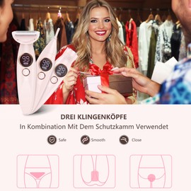 Brich Women's Electric Razor in Pink: Professional Bikini Razor Women's Intimate Area for Gentle Hair Removal of Bikini Zone, Armpits, Legs, IPX7 Waterproof, USB Charging, Wet/Dry Pink