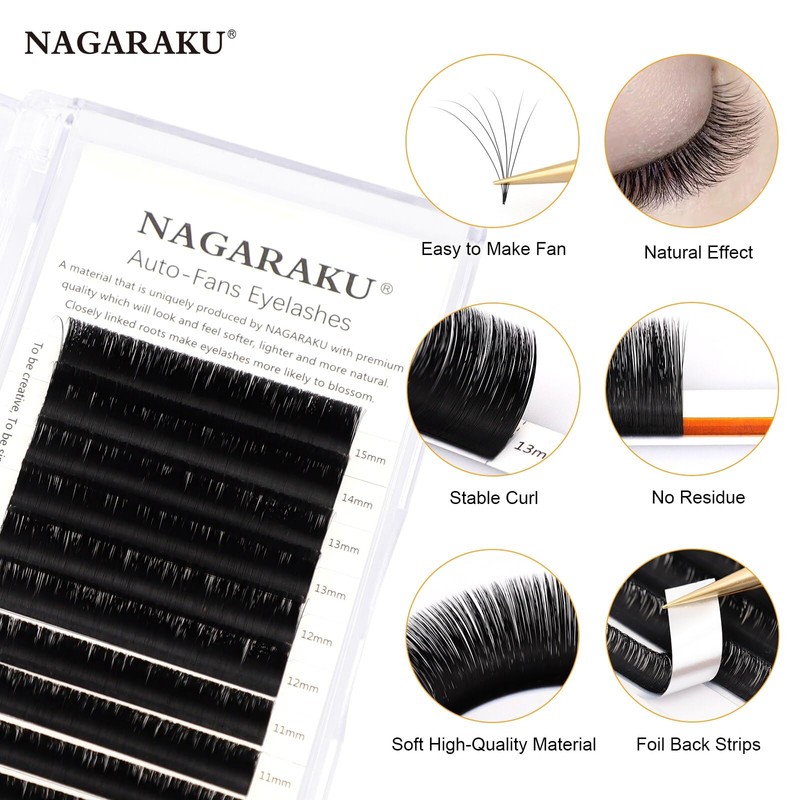 NAGARAKU Eyelash Extensions 3D-10D Volume, Ultra Fine, Light, Natural, Soft,