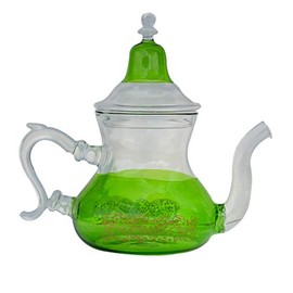Tea Serving & Glasses Moroccan All Glass Hand Blown Teapot Durable Heat Resistance 32 Oz No Spill Green