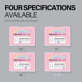 AILLSA Medium Almond Nail Tips 5-Sized L Soft Gel Full Cover Nail Tips No More Waste, Full Matte Pre-filed Acrylic Clear False Gelly Nails Tips for DIY Press On Nail Extensions 100Pcs with Gift Box