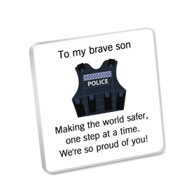 MAOFAED Police Academy Graduation Gift for Son, Policeman Son Gift, Police Officer Plaque, Policeman Promotion Gift(toBraveSonCA)
