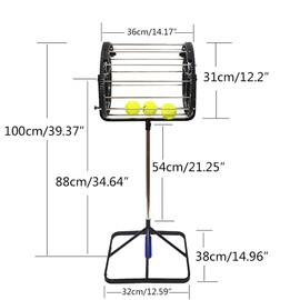 RustyVioum Tennis Ball Picker Upper, 2 in 1 Tennis Ball Picker Tennis Ball Collector and Ball Hopper 55 Balls, Stainless Steel Tennis Ball Pick Up Equipment Automatic Tennis Ball Pick Up Hopper