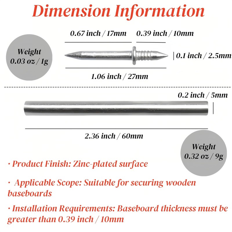 200pcs Double Headed Skirting Thread Seamless Nail, Bidirectional Invisible Nails,