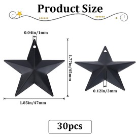 GORGECRAFT 30 Pieces Metal Star Decoration Barn Star with Hole Black Iron Vintage Wall Art Hanging Wall Decoration for Crafts Home Christmas Indoor Outdoor Homemade Accent