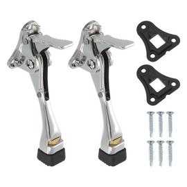 sourcing map 4 Inch Kickdown Door Stopper, One Touch Pedal Heavy Duty Door Stop Holder, Height-Adjustable Rubber Foot, (Silver, 2 Pack)