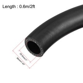uxcell 25.5mm(1 Inch) ID Fuel Line Hose, 36mm OD 2ft Black Oil Hose for Small Engines