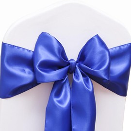JFDYDM Satin Royal Blue Chair Sashes Bows 50 Pack, Satin Chair Ties for Wedding Birthday Party Hotel Meeting Decor, Blue Sashes for Chairs Covers Decor