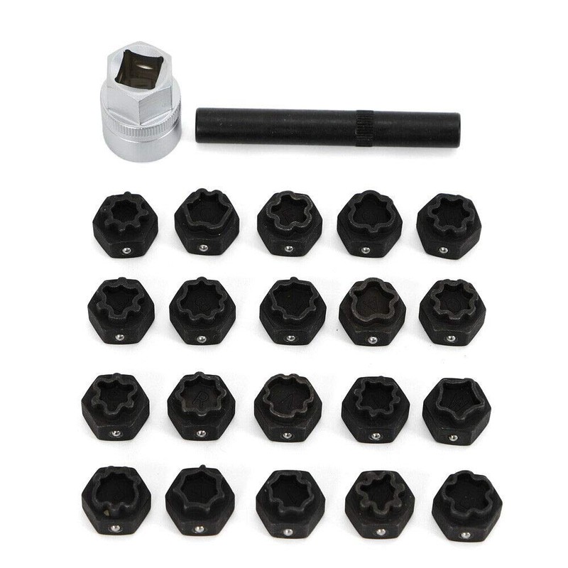 LYNICESHOP Car Wheel Lock, 22Pc Wheel Locking Key Anti-Theft Removal