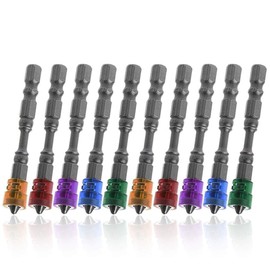 Mesee 10 Pieces PH2 Magnetic Phillips Screwdriver Bit Set, Magnetic Collar Design Cross Screw Screwdriver Bits 1/4 Inch Hex Shank Electric Power Driver Bit Set, 65mm Length