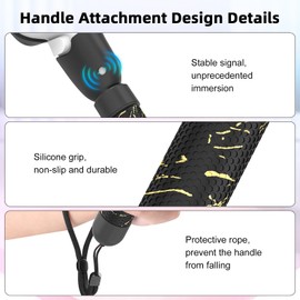 Tyasoleil VR Handle Attachment for Meta Quest 3, Extension Controller Accesories Compatible with Oculus, Gorilla Tag Long Arms Grips, for Beat Saber More Better Experience (Black Gold)