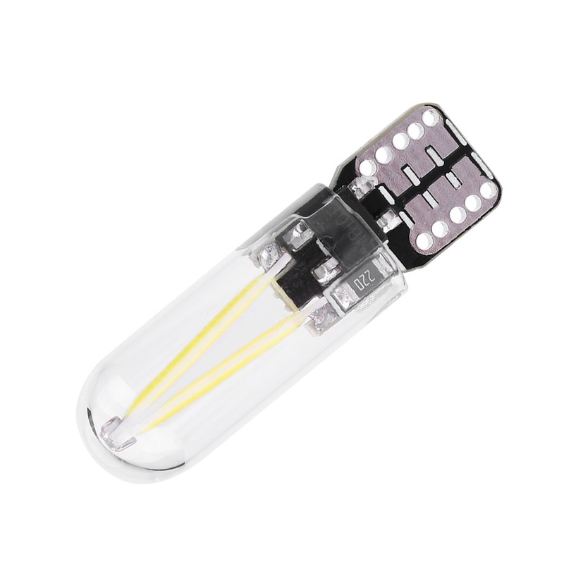 10pcs 12V W5W T10 194 Glass COB Filament LED Car